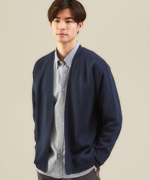 green label relaxing（グリーンレーベルリラクシング）の「＜ 機能 / 手洗い可 ＞ CM ポリシルク ミラノ イージー カーディガン（カーディガン/ボレロ・メンズ・グレー/ネイビー/ダークグリーン・LARGE/SMALL/MEDIUM）」の3枚目の写真