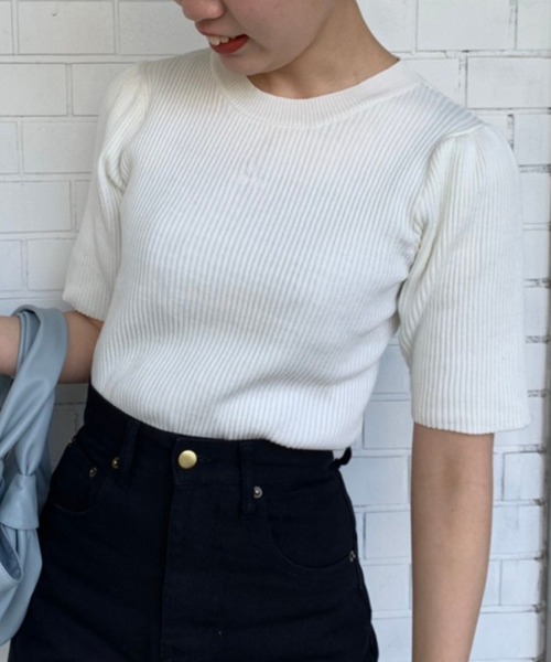 Sygne.(シーニュ)の「【Sygne. 】テレコトップス(Tシャツ/カットソー・レディース・オフホワイト/イエロー/サックスブルー・FREE)」の2枚目の写真