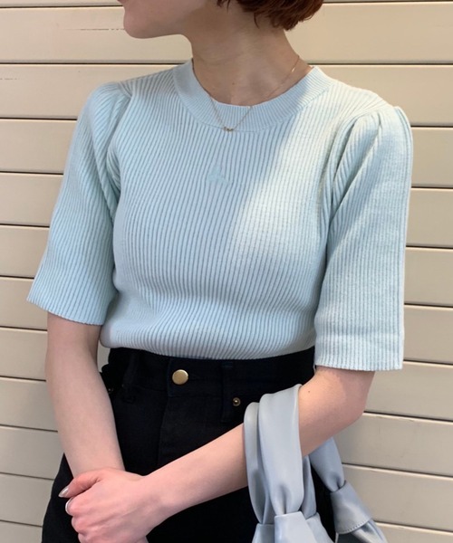 Sygne.(シーニュ)の「【Sygne. 】テレコトップス(Tシャツ/カットソー・レディース・オフホワイト/イエロー/サックスブルー・FREE)」の3枚目の写真