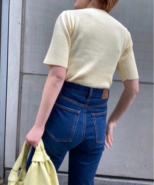 Sygne.(シーニュ)の「【Sygne. 】テレコトップス(Tシャツ/カットソー・レディース・オフホワイト/イエロー/サックスブルー・FREE)」の4枚目の写真