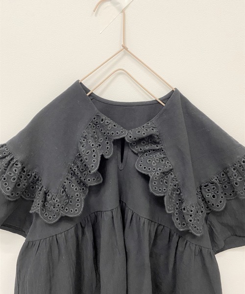 LOWRYS FARM（ローリーズファーム）の「コットンレースカラーワンピース　942859（ワンピース・キッズ・ブラック/カーキ/キナリ・110/140/120/150/130）」の4枚目の写真