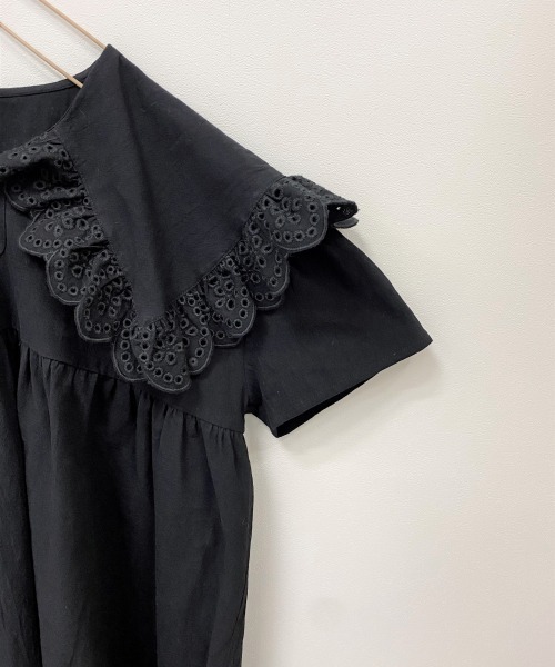 LOWRYS FARM（ローリーズファーム）の「コットンレースカラーワンピース　942859（ワンピース・キッズ・ブラック/カーキ/キナリ・110/140/120/150/130）」の5枚目の写真