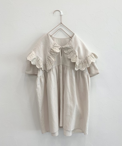 LOWRYS FARM（ローリーズファーム）の「コットンレースカラーワンピース　942859（ワンピース・キッズ・ブラック/カーキ/キナリ・110/140/120/150/130）」の20枚目の写真