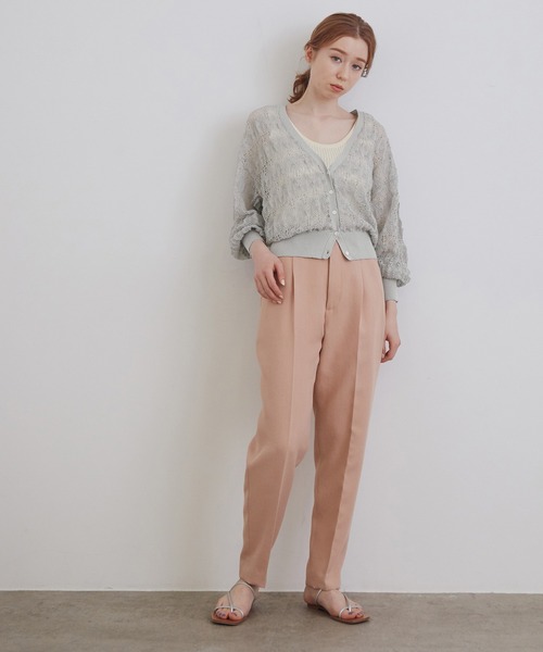 MADEMOISELLE ROPE'（マドモアゼル ロペ）の「透かし編みレーシーカーディガン（カーディガン/ボレロ・レディース・グレー/ライトグリーン・38）」の10枚目の写真