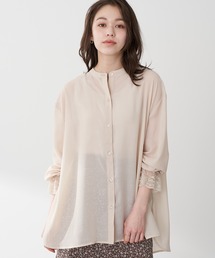 earth music&ecology | 袖レースシアーチュニック ＊(Tシャツ/カットソー)