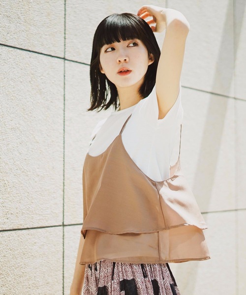 fort point（フォーポイント）の「【C-FORT POINT】キャミソール（無地/タイダイ柄)Ｔシャツセット（セットアップ）（アンサンブル・レディース・ベージュ/グレー/ライトブラウン/ライトベージュ/ブラック・MEDIUM/LARGE）」の17枚目の写真