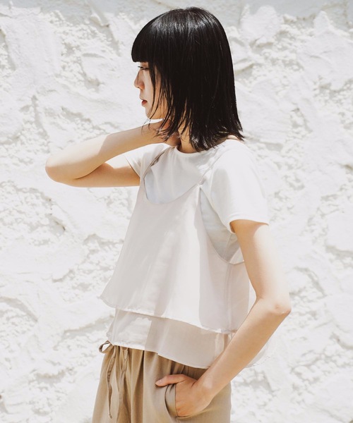 fort point（フォーポイント）の「【C-FORT POINT】キャミソール（無地/タイダイ柄)Ｔシャツセット（セットアップ）（アンサンブル・レディース・ベージュ/グレー/ライトブラウン/ライトベージュ/ブラック・MEDIUM/LARGE）」の12枚目の写真
