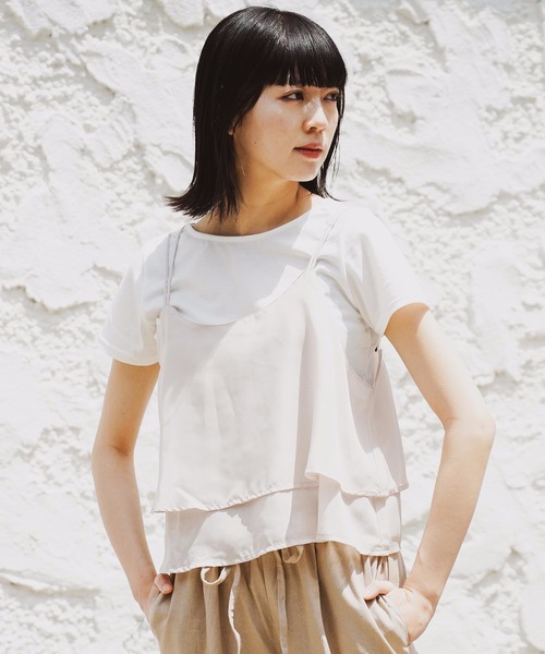 fort point（フォーポイント）の「【C-FORT POINT】キャミソール（無地/タイダイ柄)Ｔシャツセット（セットアップ）（アンサンブル・レディース・ベージュ/グレー/ライトブラウン/ライトベージュ/ブラック・MEDIUM/LARGE）」の13枚目の写真