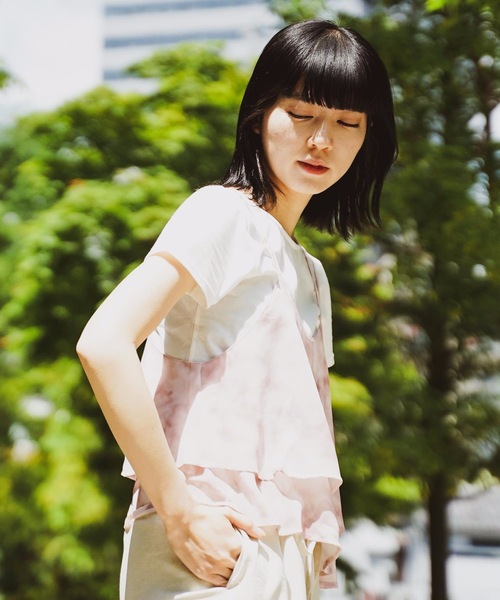 fort point（フォーポイント）の「【C-FORT POINT】キャミソール（無地/タイダイ柄)Ｔシャツセット（セットアップ）（アンサンブル・レディース・ベージュ/グレー/ライトブラウン/ライトベージュ/ブラック・MEDIUM/LARGE）」の7枚目の写真