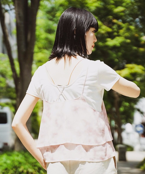 fort point（フォーポイント）の「【C-FORT POINT】キャミソール（無地/タイダイ柄)Ｔシャツセット（セットアップ）（アンサンブル・レディース・ベージュ/グレー/ライトブラウン/ライトベージュ/ブラック・MEDIUM/LARGE）」の6枚目の写真