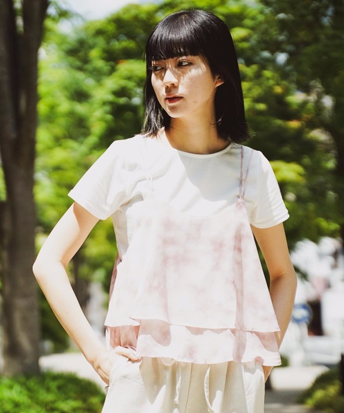 fort point（フォーポイント）の「【C-FORT POINT】キャミソール（無地/タイダイ柄)Ｔシャツセット（セットアップ）（アンサンブル・レディース・ベージュ/グレー/ライトブラウン/ライトベージュ/ブラック・MEDIUM/LARGE）」の8枚目の写真