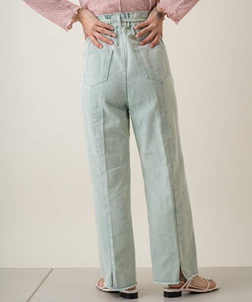 Kastane(カスタネ)の「紐付きアシメハイウエストパンツ(デニムパンツ・レディース・アイボリー/ブルー/サックスブルー・S/XS)」の9枚目の写真