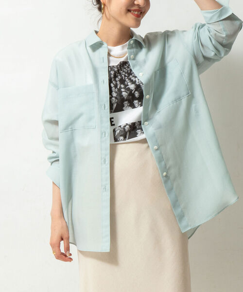 NOLLEY’S Sophi(ノーリーズソフィ)の「◇【WEB限定カラーあり】シアーシャツ(シャツ/ブラウス・レディース・ミント/サーモンピンク/イエロー/ブラック・38/36)」の3枚目の写真