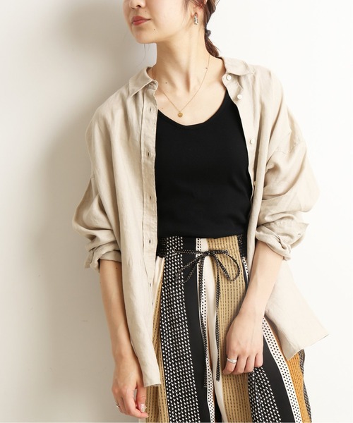 SLOBE IENA（スローブイエナ）の「リブニュアンスタンクトップ【手洗い可能】◆（タンクトップ・レディース・ブラック/ピンク/グリーン/アイボリー・FREE）」の10枚目の写真