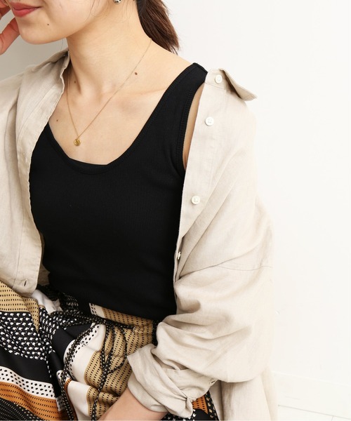 SLOBE IENA（スローブイエナ）の「リブニュアンスタンクトップ【手洗い可能】◆（タンクトップ・レディース・ブラック/ピンク/グリーン/アイボリー・FREE）」の18枚目の写真