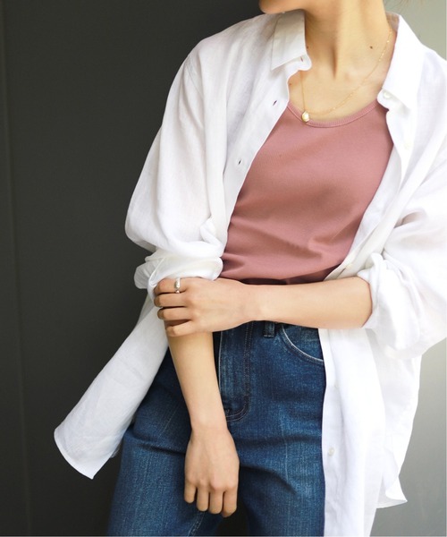 SLOBE IENA（スローブイエナ）の「リブニュアンスタンクトップ【手洗い可能】◆（タンクトップ・レディース・ブラック/ピンク/グリーン/アイボリー・FREE）」の7枚目の写真