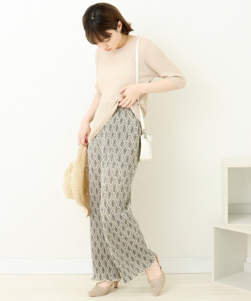 libelle more(リベル モア)の「カットスムース ダマスク柄クリスタルプリーツパンツ(その他パンツ・レディース・ブラック/オフホワイト・L/M)」の17枚目の写真