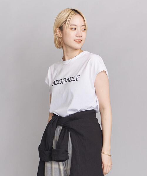 BEAUTY&YOUTH UNITED ARROWS（ビューティーアンドユースユナイテッドアローズ）の「BY コットン天竺フレンチスリーブプリントTシャツ◆（Tシャツ/カットソー・レディース・ホワイト/ブラック/ベージュ・FREE）」の7枚目の写真