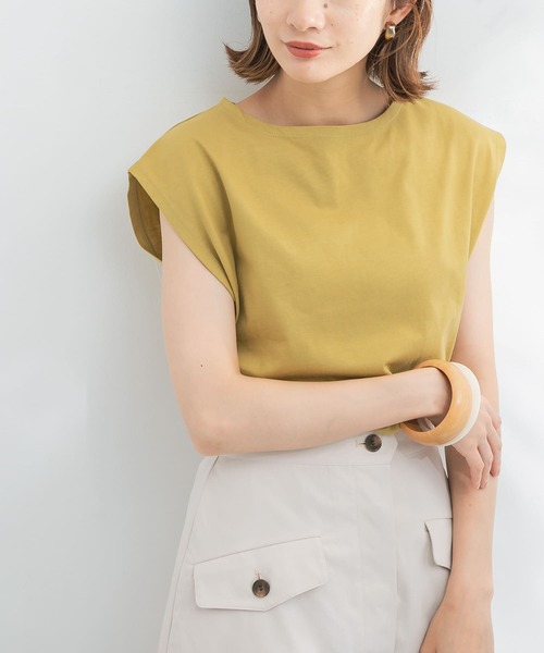 KBF(ケイビーエフ)の「フレンチスリーブTシャツ(Tシャツ/カットソー・レディース・ブラック/オフホワイト/グレー系その他/グリーン系その他・ONE)」の5枚目の写真