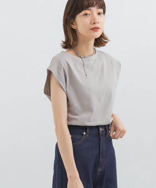 KBF(ケイビーエフ)の「フレンチスリーブTシャツ(Tシャツ/カットソー・レディース・ブラック/オフホワイト/グレー系その他/グリーン系その他・ONE)」の16枚目の写真