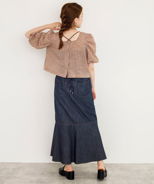 w closet（ダブルクローゼット）の「デニムマーメイドスカート（デニムスカート・レディース・ネイビー/キナリ/ケミカルウォッシュ・FREE）」の7枚目の写真