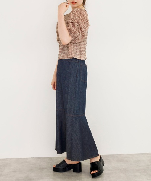 w closet（ダブルクローゼット）の「デニムマーメイドスカート（デニムスカート・レディース・ネイビー/キナリ/ケミカルウォッシュ・FREE）」の10枚目の写真