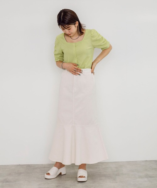 w closet（ダブルクローゼット）の「デニムマーメイドスカート（デニムスカート・レディース・ネイビー/キナリ/ケミカルウォッシュ・FREE）」の20枚目の写真