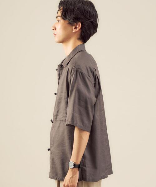 green label relaxing（グリーンレーベルリラクシング）の「＜green label relaxing＞クレープ ハーフスリーブ チャイナ [シャツ]（シャツ/ブラウス・メンズ・モカ/ブラック・MEDIUM/SMALL/LARGE）」の5枚目の写真