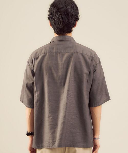 green label relaxing（グリーンレーベルリラクシング）の「＜green label relaxing＞クレープ ハーフスリーブ チャイナ [シャツ]（シャツ/ブラウス・メンズ・モカ/ブラック・MEDIUM/SMALL/LARGE）」の4枚目の写真