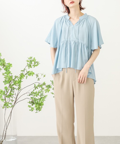 SENSE OF PLACE by URBAN RESEARCH（センスオブプレイスバイアーバンリサーチ）の「フレアスリーブスキッパーブラウス（シャツ/ブラウス・レディース・ブラック/ライトブルー/アイボリー・ONE）」の3枚目の写真