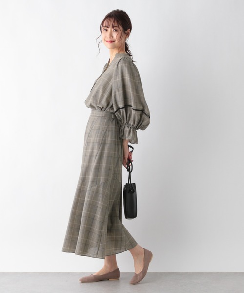 GLOBAL WORK（グローバルワーク）の「チェックフレアスカート/956240（スカート・レディース・グレイッシュベージュ/ブラウン・LARGE/MEDIUM）」の6枚目の写真