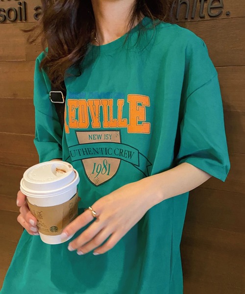 meJane(ミージェーン)の「カレッジロゴエンブレムプリントTシャツ【ZOZOTOWN限定】(Tシャツ/カットソー・レディース・ホワイト/ブラック/グリーン・FREE)」の8枚目の写真
