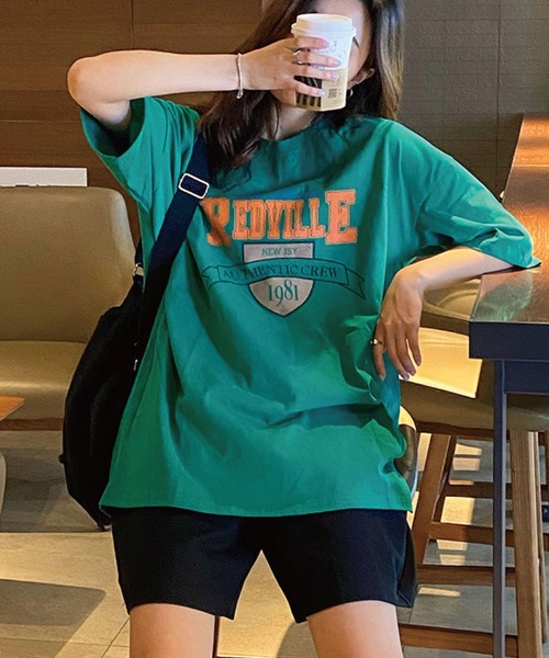 meJane(ミージェーン)の「カレッジロゴエンブレムプリントTシャツ【ZOZOTOWN限定】(Tシャツ/カットソー・レディース・ホワイト/ブラック/グリーン・FREE)」の6枚目の写真