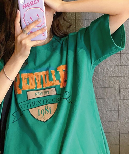 meJane(ミージェーン)の「カレッジロゴエンブレムプリントTシャツ【ZOZOTOWN限定】(Tシャツ/カットソー・レディース・ホワイト/ブラック/グリーン・FREE)」の16枚目の写真