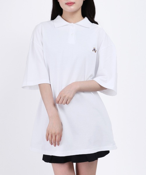 WC（ダブル シー）の「クマワンポイントBIGポロ（Tシャツ/カットソー・レディース・ホワイト/ブラック・FREE）」の6枚目の写真
