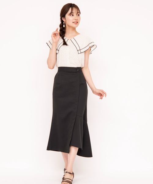 WILLSELECTION(ウィルセレクション)の「ツイルラップ風アシンメトリースカート(スカート・レディース・ブラック/ベージュ・SMALL/MEDIUM)」の6枚目の写真