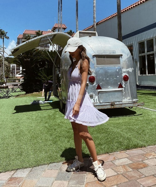 esutoreja（エストレジャ）の「ホルターネックギャザーミニワンピース（ワンピース・レディース・パープル/オフホワイト/ブラック・FREE）」の10枚目の写真