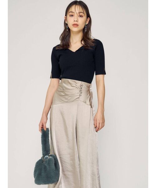 MERCURYDUO（マーキュリーデュオ）の「2WAYコンパクトVネックリブニット（ニット/セーター・レディース・ブルー/ブラック/ピンク/アイボリー・FREE）」の7枚目の写真