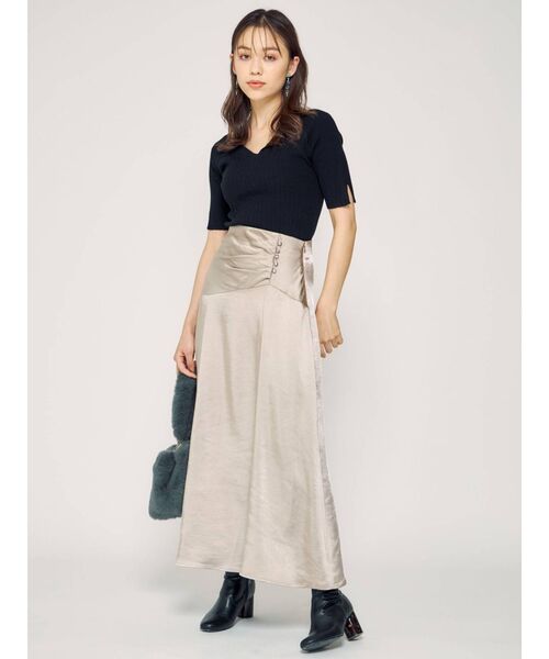 MERCURYDUO（マーキュリーデュオ）の「2WAYコンパクトVネックリブニット（ニット/セーター・レディース・ブルー/ブラック/ピンク/アイボリー・FREE）」の6枚目の写真