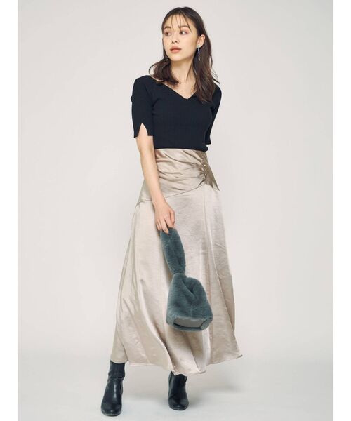 MERCURYDUO（マーキュリーデュオ）の「2WAYコンパクトVネックリブニット（ニット/セーター・レディース・ブルー/ブラック/ピンク/アイボリー・FREE）」の8枚目の写真