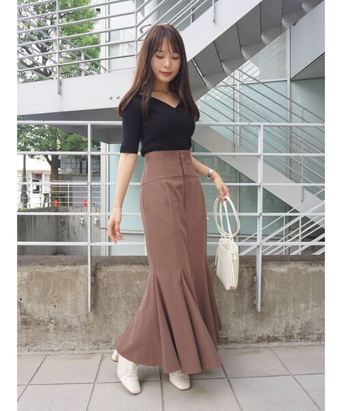 MERCURYDUO（マーキュリーデュオ）の「2WAYコンパクトVネックリブニット（ニット/セーター・レディース・ブルー/ブラック/ピンク/アイボリー・FREE）」の16枚目の写真