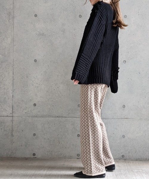 Per sist ence（パーシエンス）の「Per sist ence/パーシエンス　編み地切替ニットプルオーバー（ニット/セーター・レディース・アイボリー/ブラック/ブラウン/グレイッシュベージュ・FREE）」の20枚目の写真