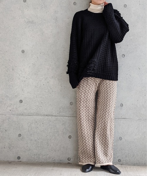Per sist ence（パーシエンス）の「Per sist ence/パーシエンス　編み地切替ニットプルオーバー（ニット/セーター・レディース・アイボリー/ブラック/ブラウン/グレイッシュベージュ・FREE）」の17枚目の写真