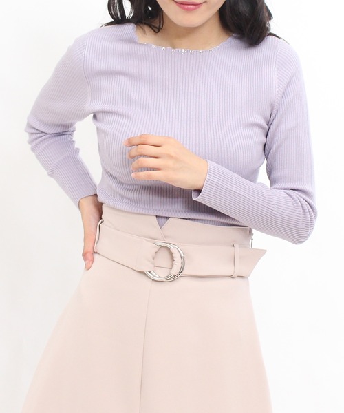 TRUDEA(トルディア)の「スカラップビジュー使い リブニットプルオーバー(ニット/セーター・レディース・ホワイト/モカ/ベージュ/ネイビー/ラベンダー・MEDIUM/LARGE)」の19枚目の写真
