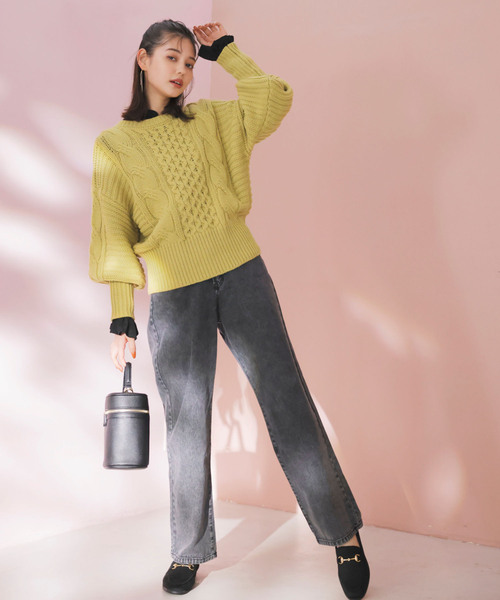 【新色追加】【WEB限定】ボリュームたっぷり。ケーブルミドルゲージニットプルオーバー