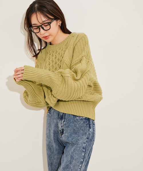 【新色追加】【WEB限定】ボリュームたっぷり。ケーブルミドルゲージニットプルオーバー