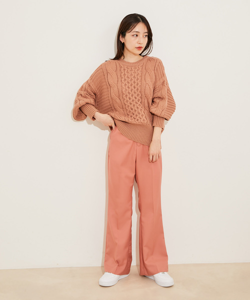 vis-`a-vis（ビサビ）の「【WEB限定】ボリュームたっぷり。ケーブルミドルゲージニットプルオーバー（ニット/セーター・レディース・ホワイト/ブラック/ベージュ系その他/イエロー系その他/オレンジ系その他/ラベンダー/レッド・FREE）」の16枚目の写真