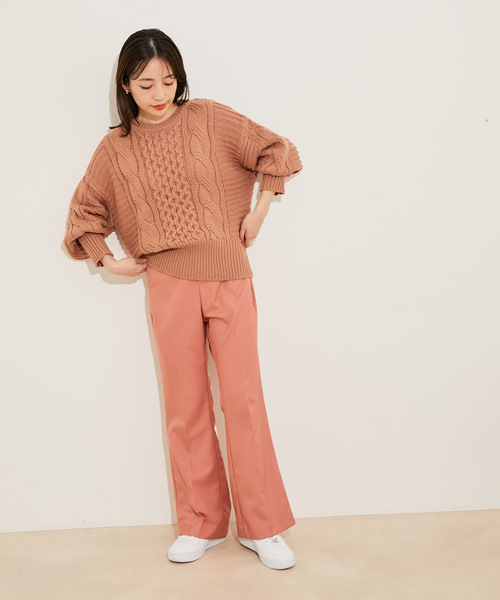 vis-`a-vis（ビサビ）の「【WEB限定】ボリュームたっぷり。ケーブルミドルゲージニットプルオーバー（ニット/セーター・レディース・ホワイト/ブラック/ベージュ系その他/イエロー系その他/オレンジ系その他/ラベンダー/レッド・FREE）」の17枚目の写真