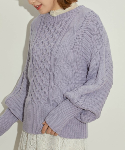【新色追加】【WEB限定】ボリュームたっぷり。ケーブルミドルゲージニットプルオーバー