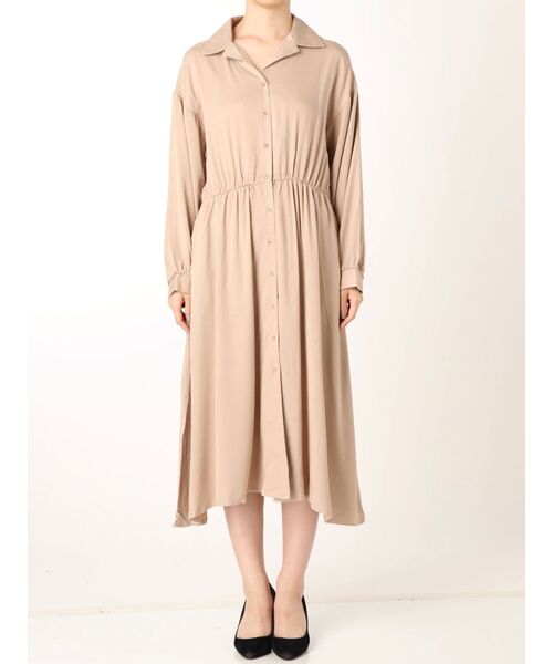 EMODA（エモダ）の「【AD】レーヨン開襟OP（シャツワンピース・レディース・ベージュ/ネイビー/カーキ・FREE）」の4枚目の写真